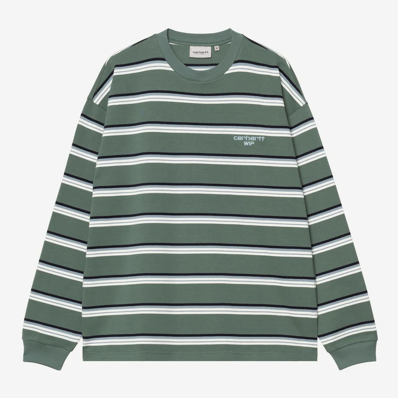 Carhartt WIP Heren Holm Stripe T-shirt met lange mouwen | Zilverkleurig dennenhout