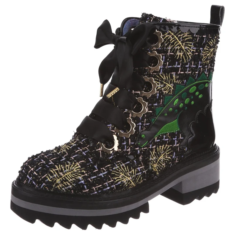 Irregular Choice Jurassic Jump-laarzen voor dames - zwart