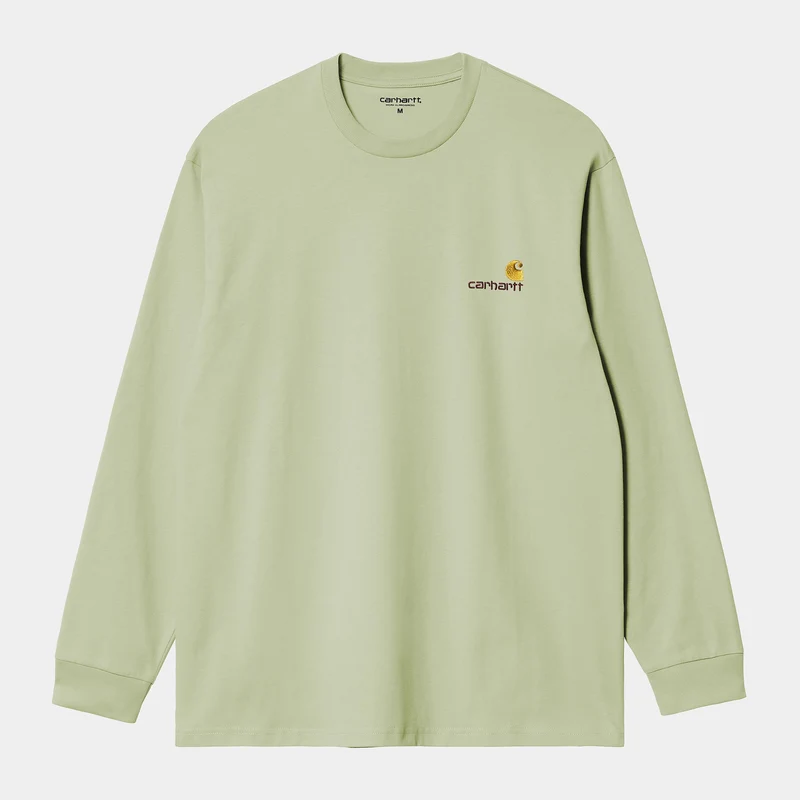 Carhartt WIP HEREN American Script T-shirt met lange mouwen | Licht olijfgroen