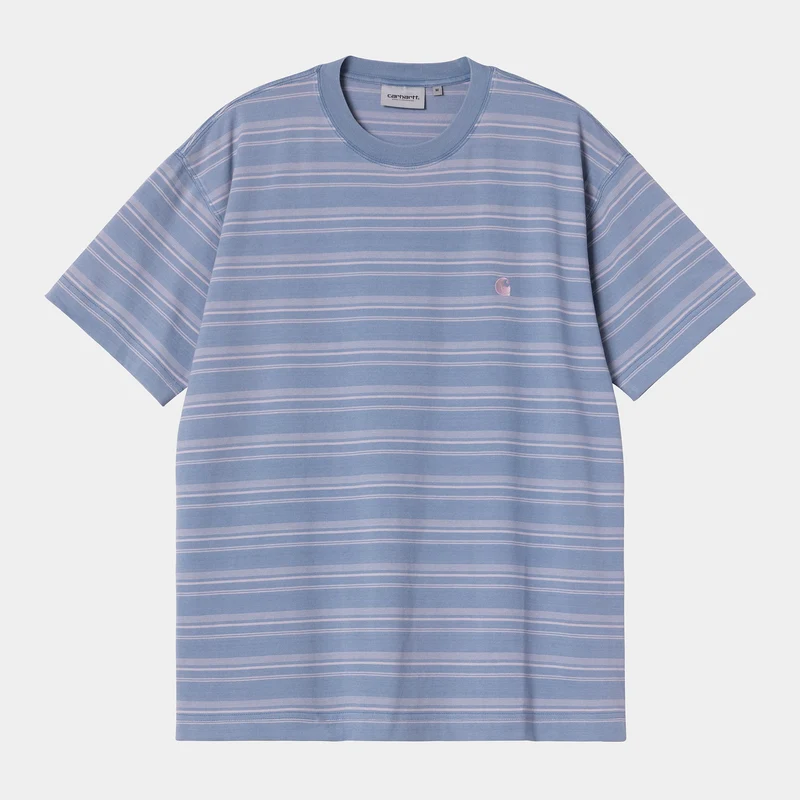 Carhartt WIP Brodine gestreept T-shirt voor heren | Sorrent Indigo-oververf