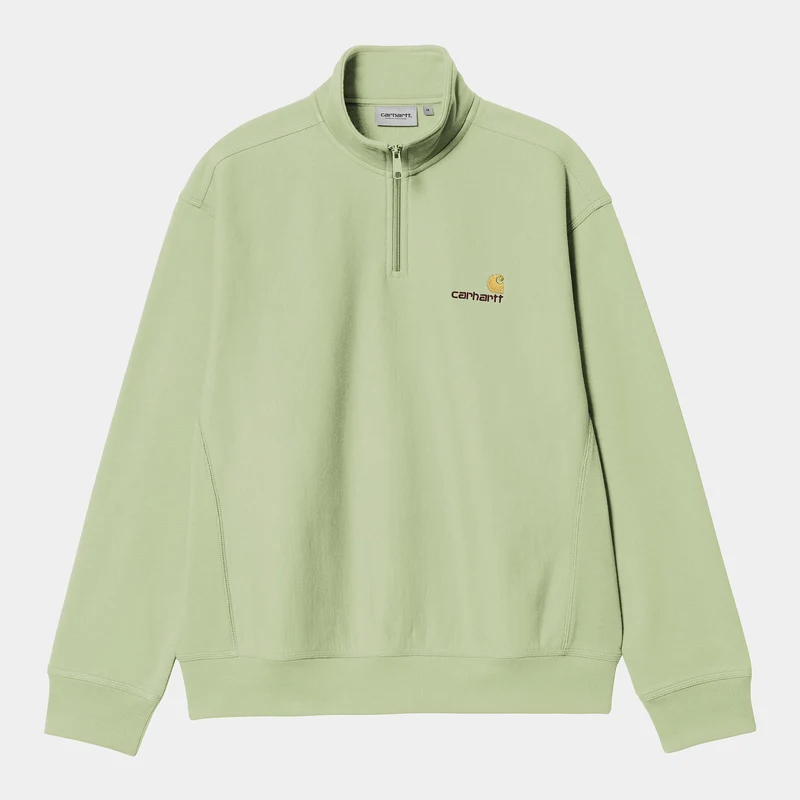 Carhartt WIP Heren halve rits American Script Sweatshirt | Licht olijfgroen